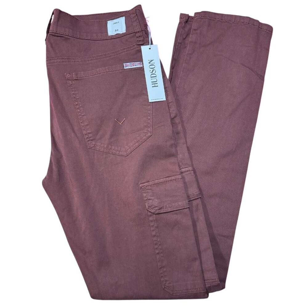 HUDSON Cargo Pants Mens 31 (Fit 30x34) Spice Red Straight Leg Stretch‎ Pockets